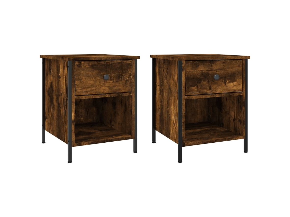 Bedside Cabinet, Bedside Cabinets Vidaxl Marrom Madeira Processada (n/a)