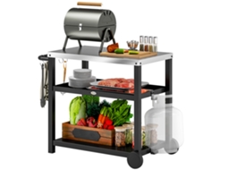 Carrinho de Apoio Exterior Meta e Aço Cor Cinza Escuro/cinza de Carvão 102x50x81 cm Outsunny