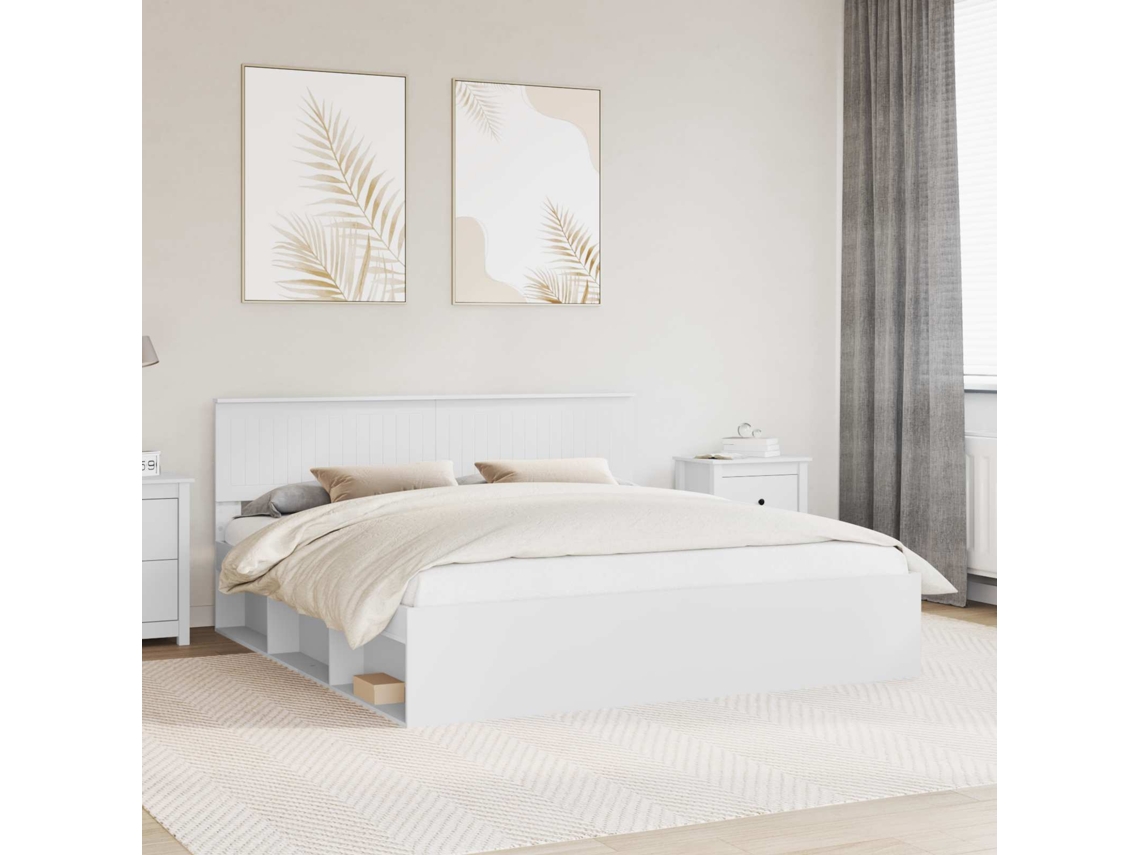 Vidaxl Estrutura Da Cama Com Cabeceira Branco 180 X 200 Cm