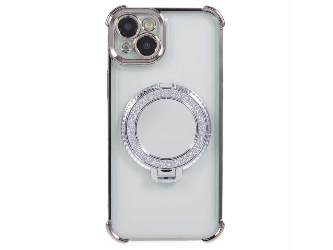 Suporte Casa Para Iphone 14 Plus Pele Sintética Cinzento