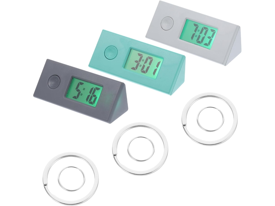 Conjunto 3 Relógios Digitais Eletrônicos Bolso Portáteis Chaveiro Digital GOKOCO