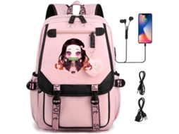 Mochila Escolar Roffatide Estilo Anime Para Meninas Meninos Com Porta Carregamento Fone De Ouvido
