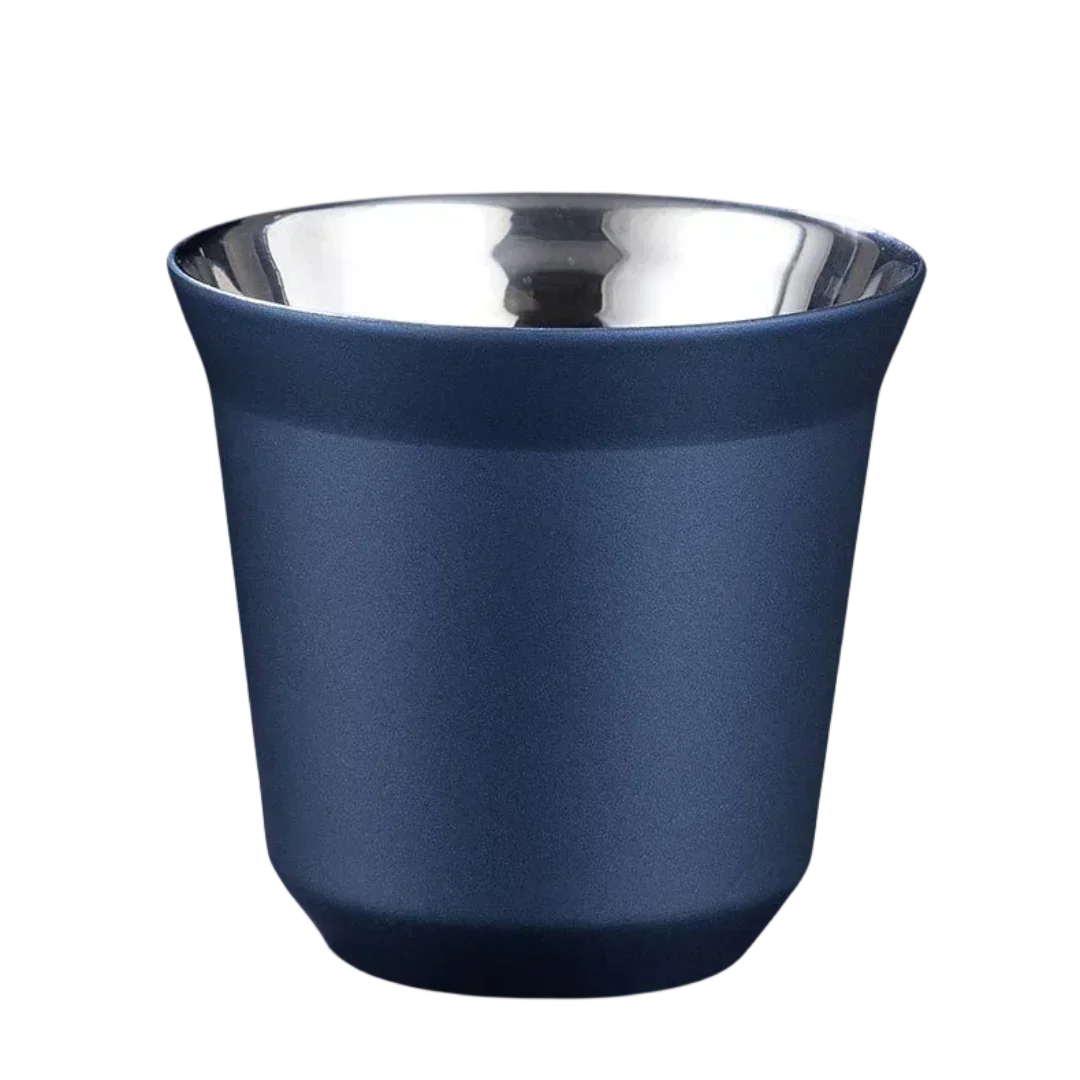 Xícara de Café Expresso para Camping Ao Ar Livre, Feita em Aço Inoxidável 304 Espesso com Parede Dupla e Isolamento Térmico. MDUG (80ml, Azul)