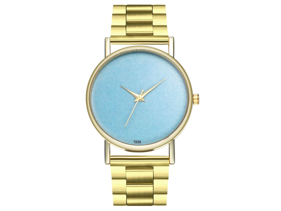 Relógio de pulso feminino Zhoulianfa, analógico, de quartzo, com pulseira de aço (azul celeste)