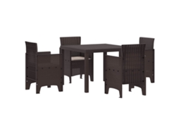 Vidaxl Conjunto De Jantar Para Jardim 5 Pcs Castanho Polipropileno