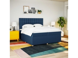 Vidaxl Cama Com Molas/colchão 200x200 Cm Tecido Azul