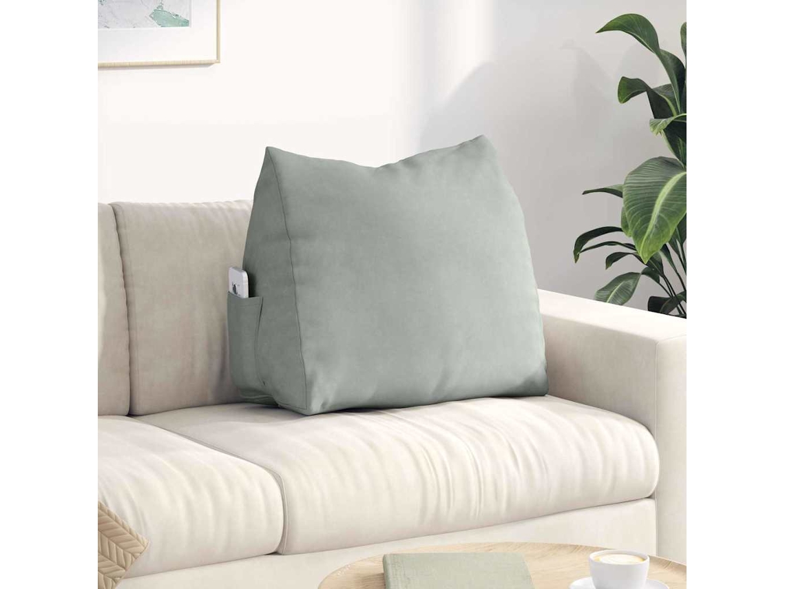 Vidaxl Travesseiro Para Costas Cinzento-claro 60 X 20 X 50 Cm