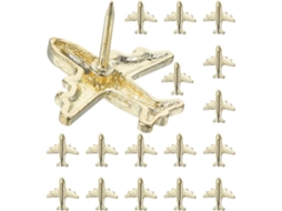 Tachinhas de Metal Dourado em Formato Avião para Cortiça Quadros, 30 Unidades, Design Seguro para Fixação de Mapas e Objetos