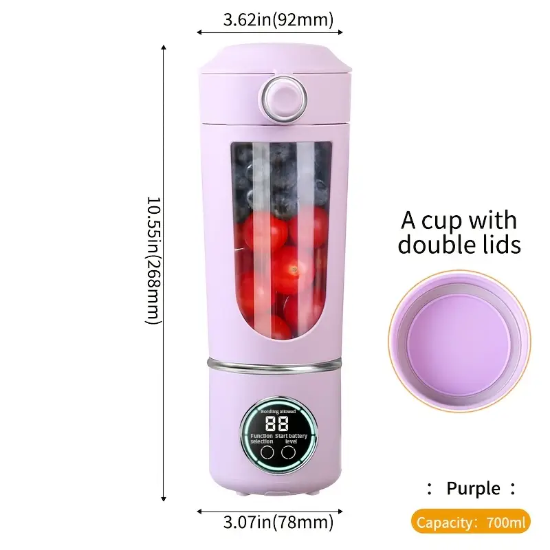 Espremedor compacto Eifson de 23,7 oz com visor digital e 12 lâminas (roxo)