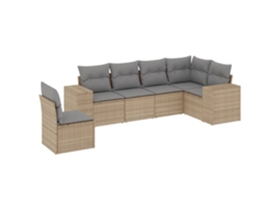 Conjunto de 6 Sofás P/ Jardim com Almofadões Vime Pe Bege MAISON EXCLUSIVE (80x200 cm)