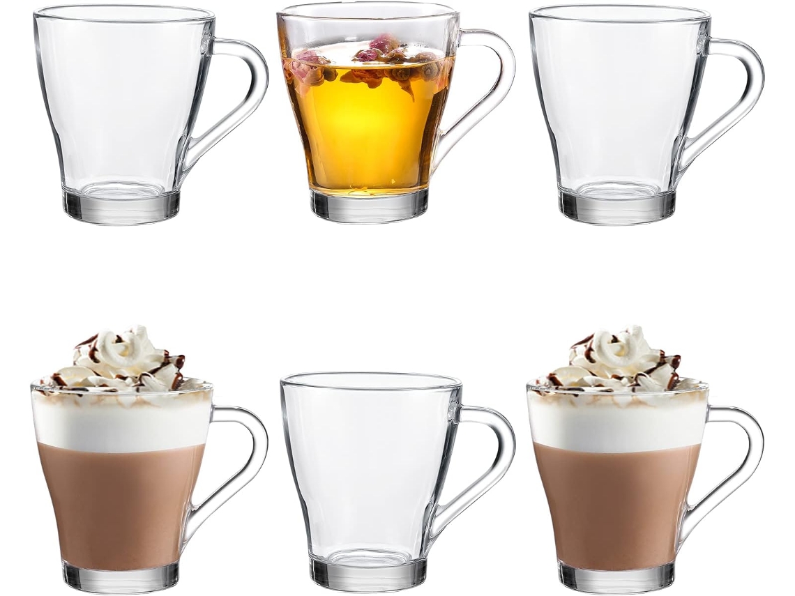Jogo De 6 Xícaras Vidro Para Chá E Café, 260ml. Podem Ser Lavadas Na Lava Louças, Congeladas Usadas No Micro Ondas. Aquaforge