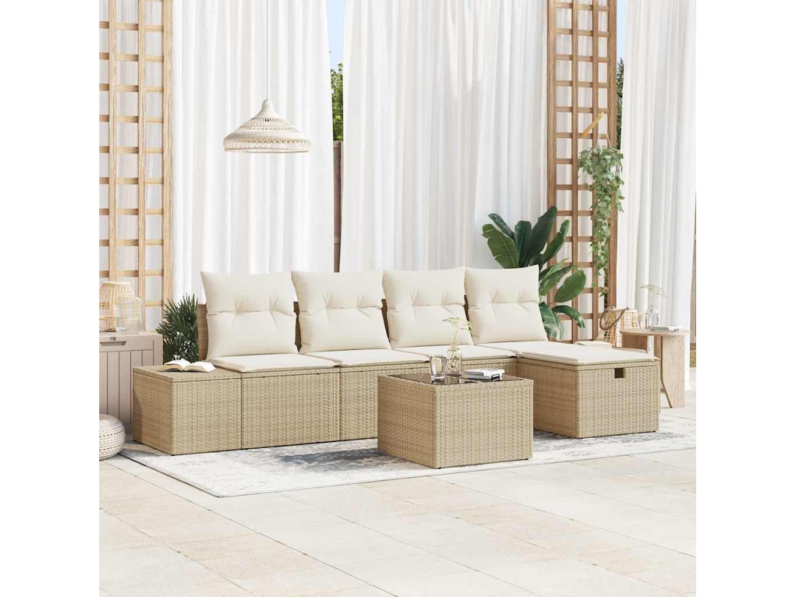 Vidaxl Conjunto De Sofás 6 Unid. Vime Pe