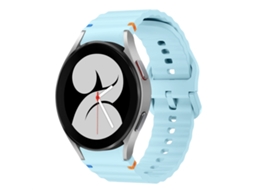 Bracelete Para Samsung Galaxy Watch 4 (40mm/44mm) - Silicone Costurado Com Padrão De Onda - Azul Claro