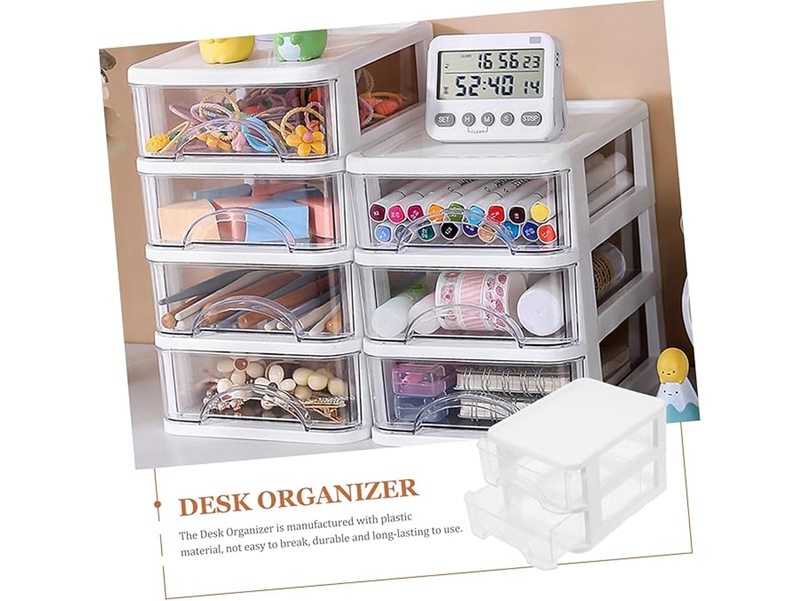 Organizador De Mesa Transparente Para Escritório E Mesa De Estudo, Caixa De Armazenamento Para Papelaria, Branco Zeuxo