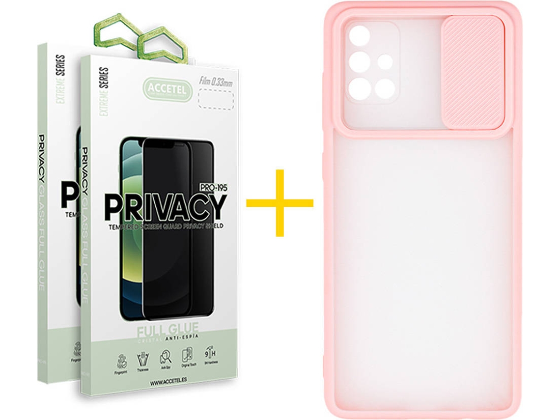 Capa + 2 Películas para Samsung Galaxy A71 ACCETEL Rosa-Creme
