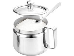 Açucareiro De 500ml Em Aço Inoxidável Com Tampa E Colher Ideal Para Cozinha, Casa, Bar, Chá, Açúca Gokoco
