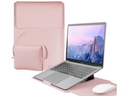 Capa para Portátil HEXINYIGJLY de 13 Polegadas para Mac Neo Material em Pele, com Bolsa para Acessórios Rosa