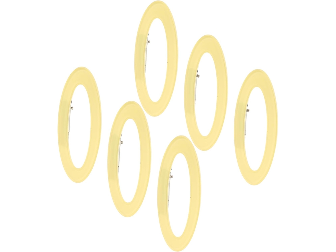 Conjunto de 6 presilhas de cabelo em acrílico amarelo nos formatos Duck Bico e Anjo Halo.