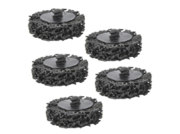 Conjunto de 5 discos de lavagem com trava de rolo de 50 mm e 2 polos para remoção de ferrugem e tinta (pretos)