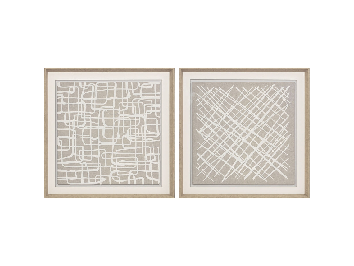 Pintura Home Esprit Branco Bege Abstrato Urbana 80 X 5 X 80 Cm (2 Unidades)