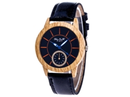Relógio de quartzo moderno com pulseira de couro PU, mostrador redondo simples para mulheres (preto)