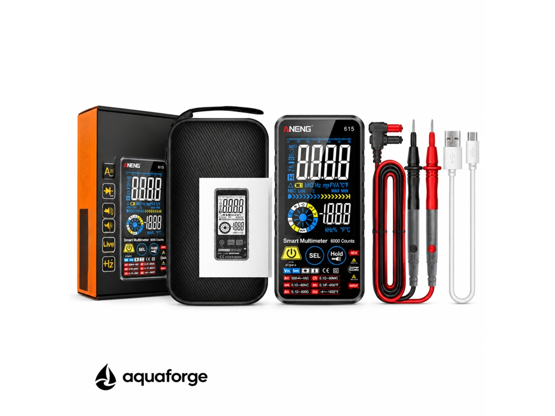 Multímetro Digital Aquaforge 615, 6000 Contagens, Teste De Diodos