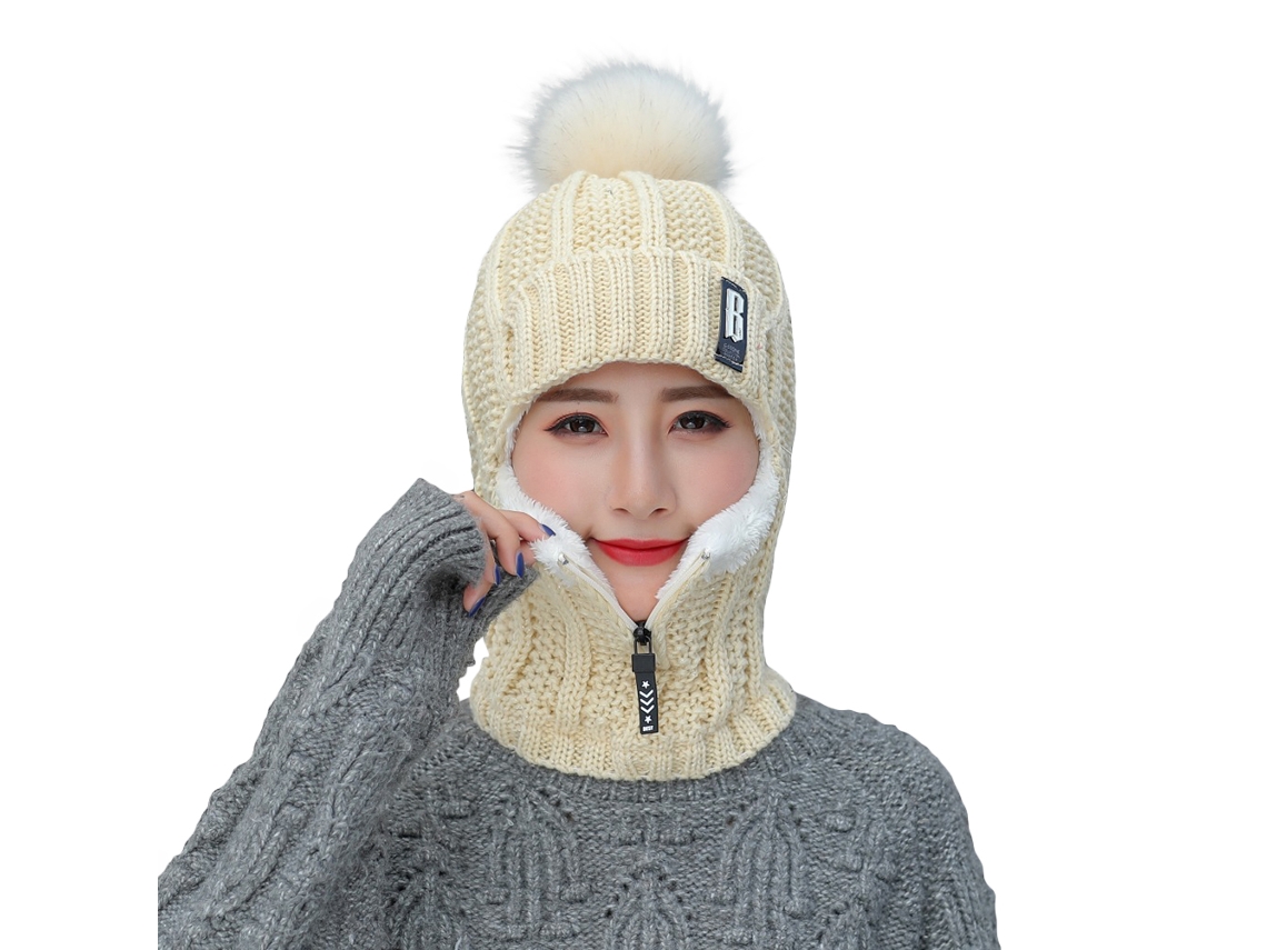 Conjunto de inverno 2026: gorro, cachecol e protetores de orelha em tricô, forro de lã, pompom e aquecedor de pescoço para homens e mulheres.
