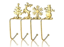 Cabides Para Meias De Natal Para Prateleiras, Decorações De Natal Olysi Shop (pacote Com 4, Dourado)