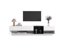 Aparador De Tv Em Alto Brilho Branco E Preto,design Em Bloco De Cores,com Gavetas E Prateleiras Para Armazenamento