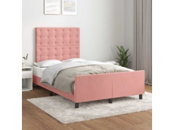 Vidaxl Estrutura De Cama Com Colchão 120x190 Cm Veludo Rosa