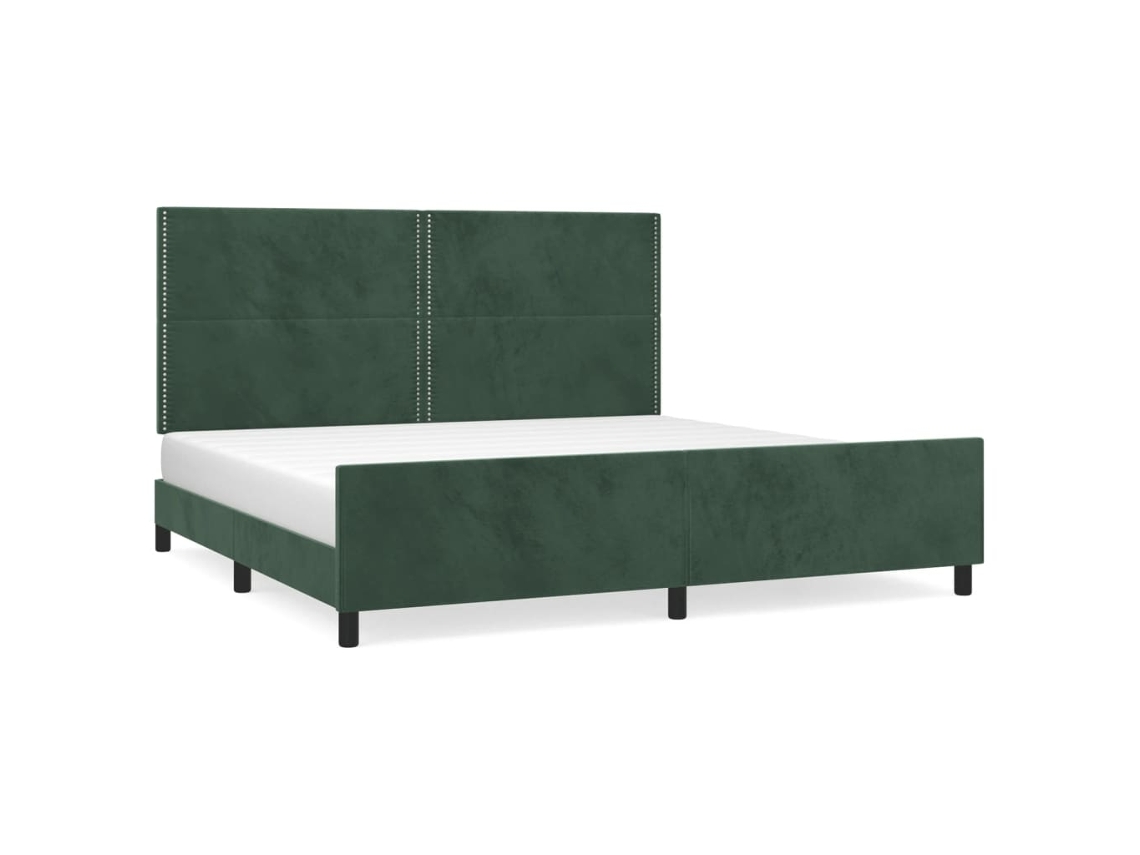 Bed Frame With Headboard, Bed Frames With Headboards Vidaxl Verde Veludo (200 X 200 Cm)