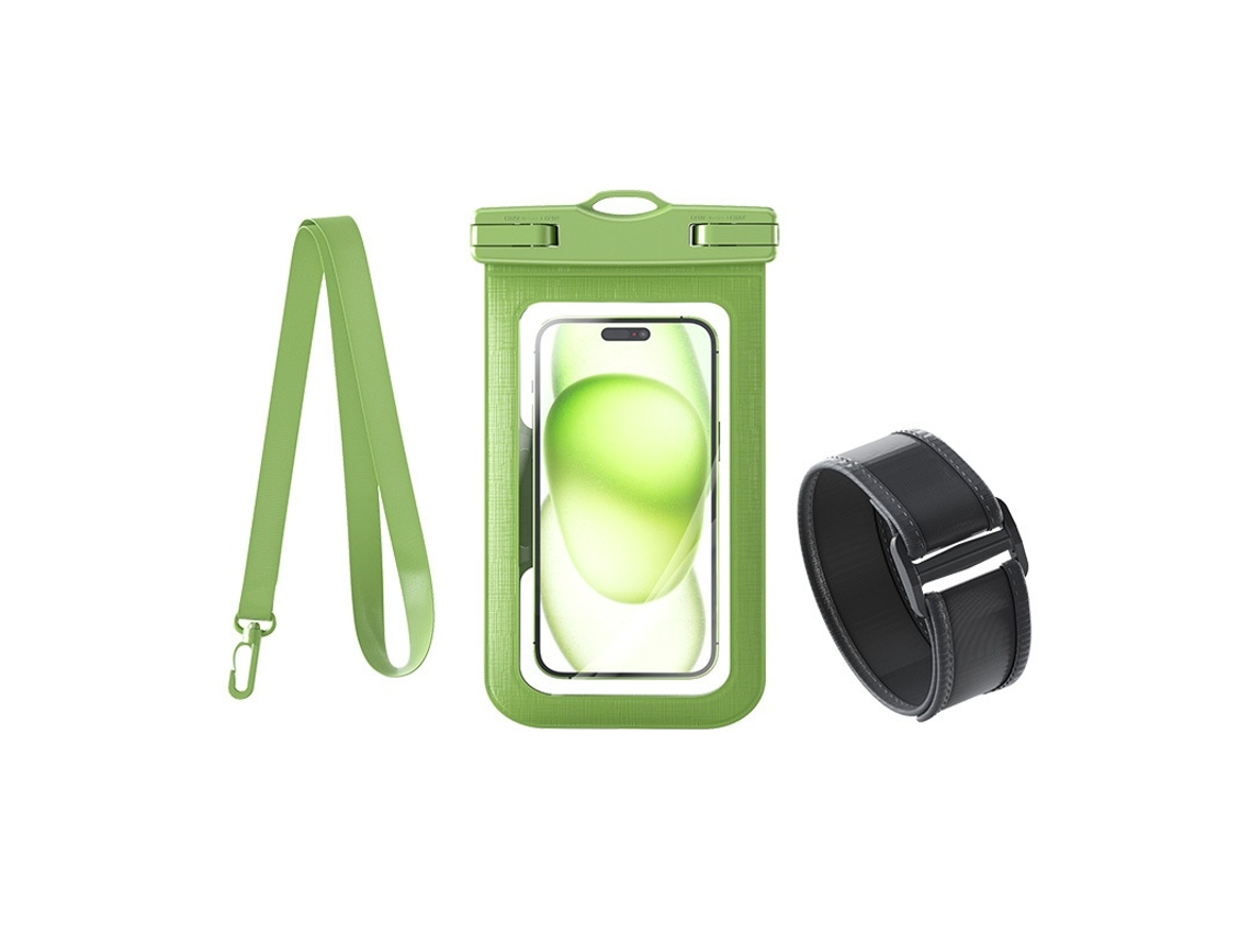 Capa Elysve Com Cordão Impermeável Smartphone Cilíndrica Para 7.2 Polegadas Verde