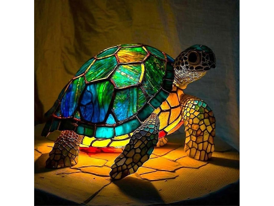 Lâmpada de Mesa Animal em Vidro Encorado Tartaruga Estilo Retro Luz de Noite para Crianças | S/MARCA