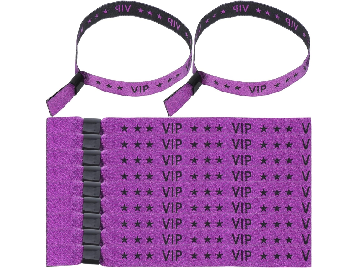 Pulseiras VIP com textura vermelha para festas, pacote com 20 unidades para eventos.