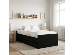 Vidaxl Estrutura Da Cama Carvalho Preto Madeira De Pinheiro Sólida