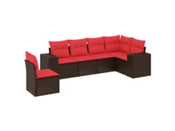 Conjunto de Sofá de Jardim, 6 Peças, Almofadas, Rattan Preto MAISON EXCLUSIVE