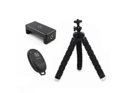 Aetheria tripé Mini Polvo de Espuma com Controle Remoto Bluetooth para Celular e Câmera Universal