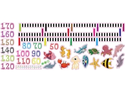 Adesivo Parede Medir Altura Meninos Meninas Régua Crescimento Pvc Prova Decoração Animais Marinhos Desenho GOKOCO