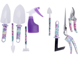 Kit de Ferramentas Manuais para Jardinagem com 10 Peças, Incluindo Tesoura de Poda, Pá, Ancinho e Enxada para Afofar a Terra. SFUSHOS