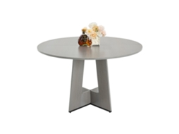 Mesa De Jantar Redonda 120cm Cinzenta Em Mdf Laminado Resistente Tekmaquinas