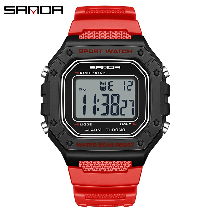 Relógio Esportivo Masculino Resistente a Choques À Prova D'água Digital Led MDUG (vermelho)