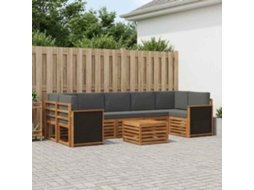 Vidaxl Conjunto De Sofás Para Exterior 8 Unid. Natural E Antracite