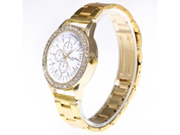 Relógio de pulso feminino de luxo Zhoulianfa com strass dourados, movimento de quartzo e pulseira de aço - Casual