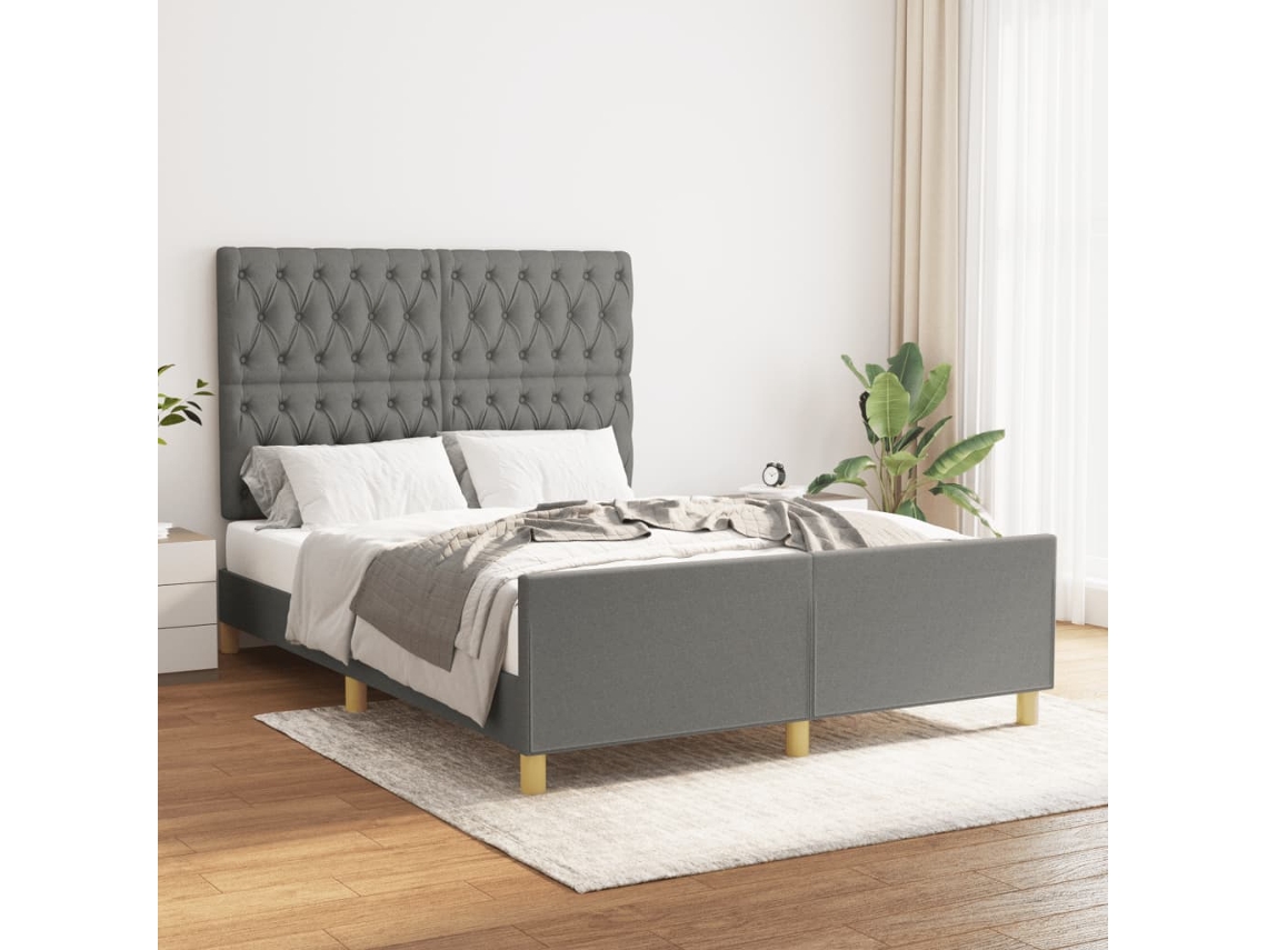 Vidaxl Estrutura De Cama Sem Colchão 140x190 Cm Tecido Cinzento-escuro