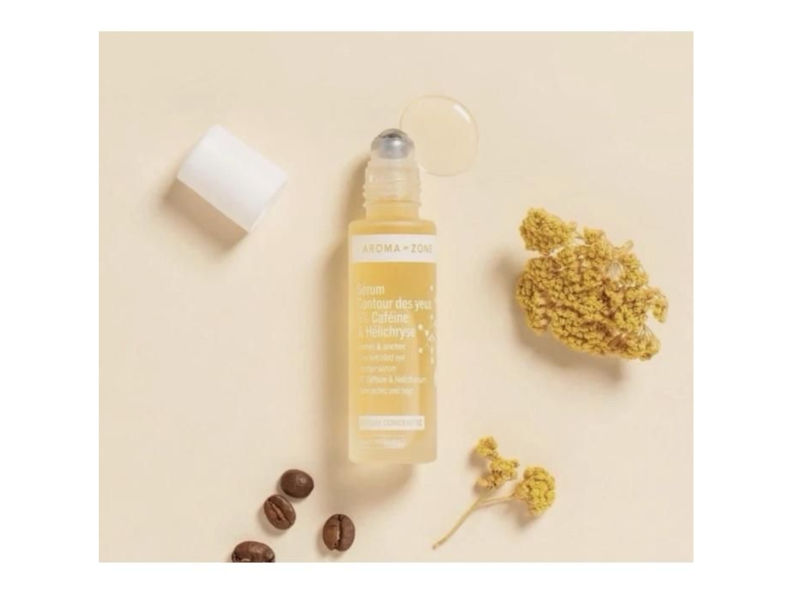 Sérum Concentrado para Área Dos Olhos Cafeína 5% Helichrysum Descongestionante Reduz Bolsas e Olheiras 100% Orgânico AROMA ZONE