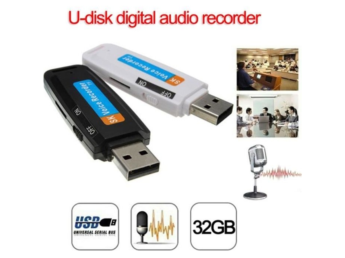 Usb Flash Drive Gravador de Voz U Disk Audio Usb Flash Drive Até 32 Gb Micro Sd Tf Branco