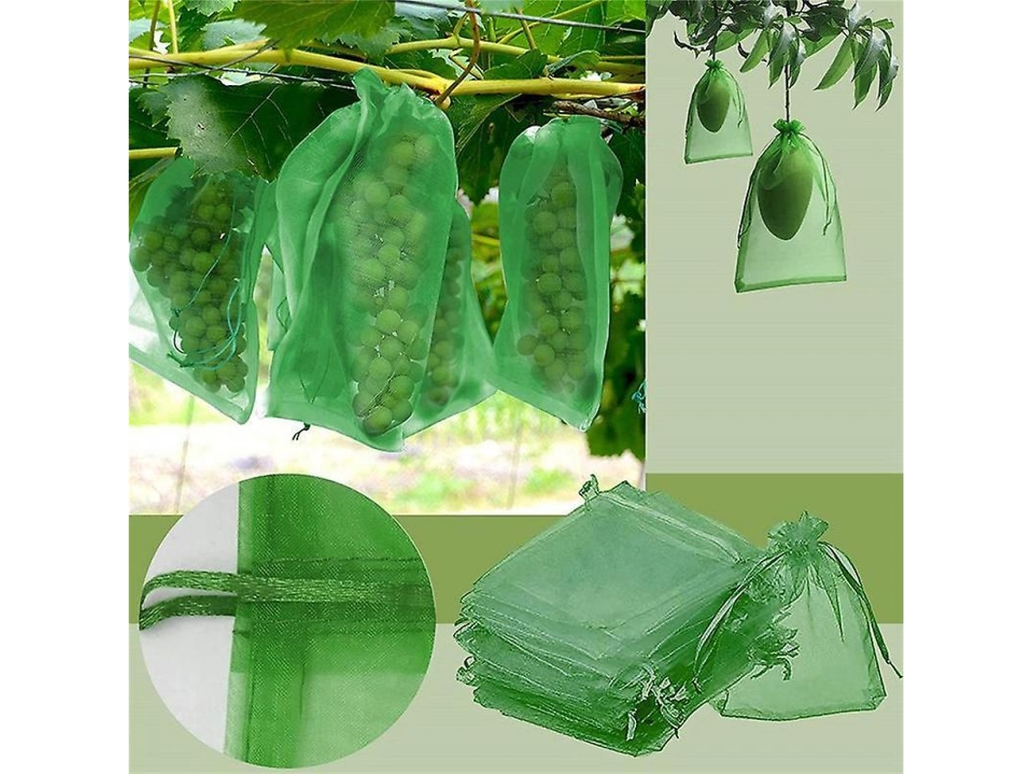 2026 bolsas de Proteção para Frutas, Malha para Uvas, Anti aves e Pragas, Reutilizáveis para Jardim, Morango e Legumes 17x23 Cm 100 Peças Verde Escuro