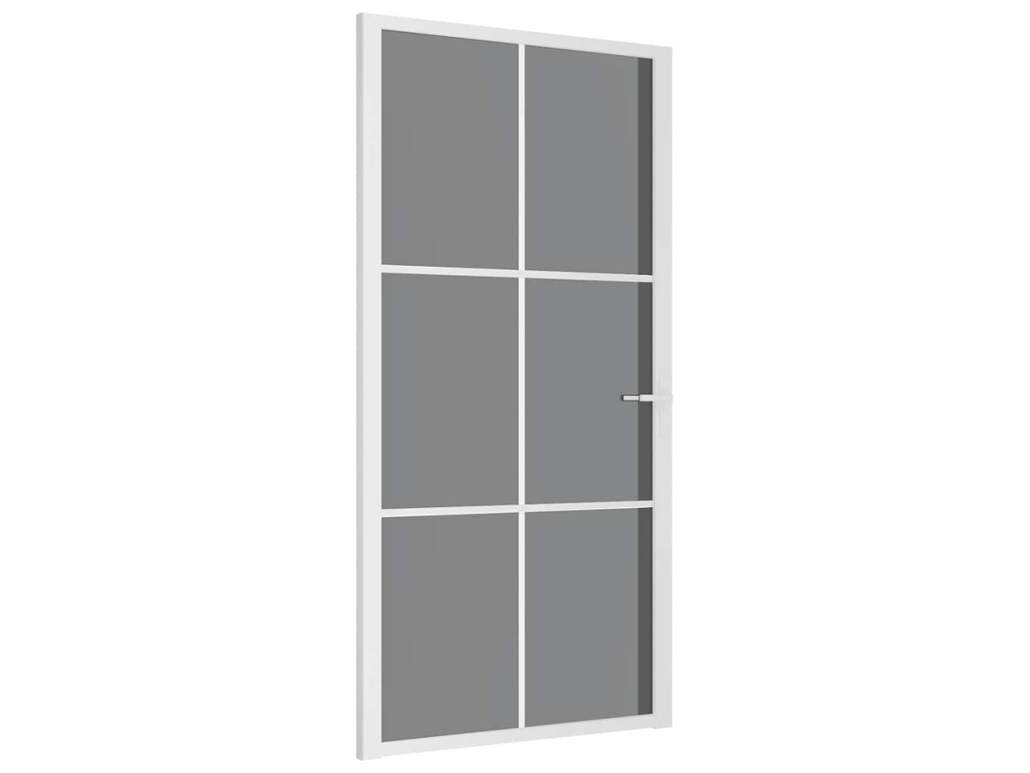 vidaXL Porta de interior 102,5x201,5 cm vidro ESG e alumínio branco