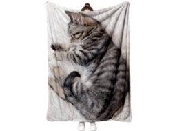 Manta para Sofá, de Lã Macia com Estampa Gato, Decoração Casa, Ideal Aniversários, Natal, Outono, CHABERLU