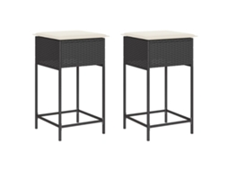 Maison Exclusive - Bancos De Bar Com Almofadões Para Jardim 2 Pcs Vime Pe Preto